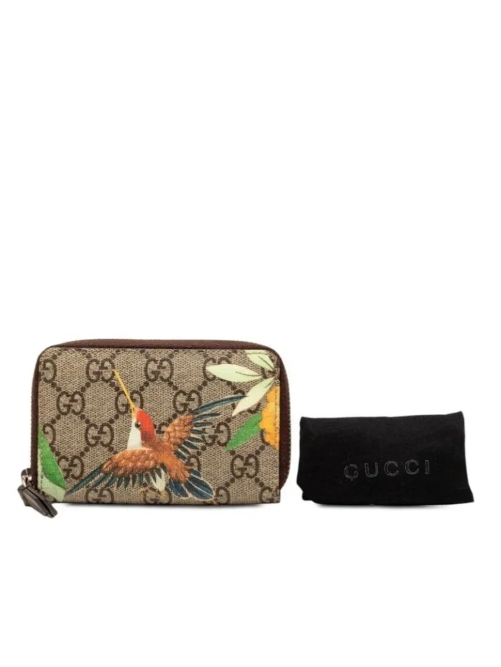 ★SOLD★ Gucci GG Supreme Tian Zip Around Coin Purse Beige Brown Leather - Picture 6 of 6